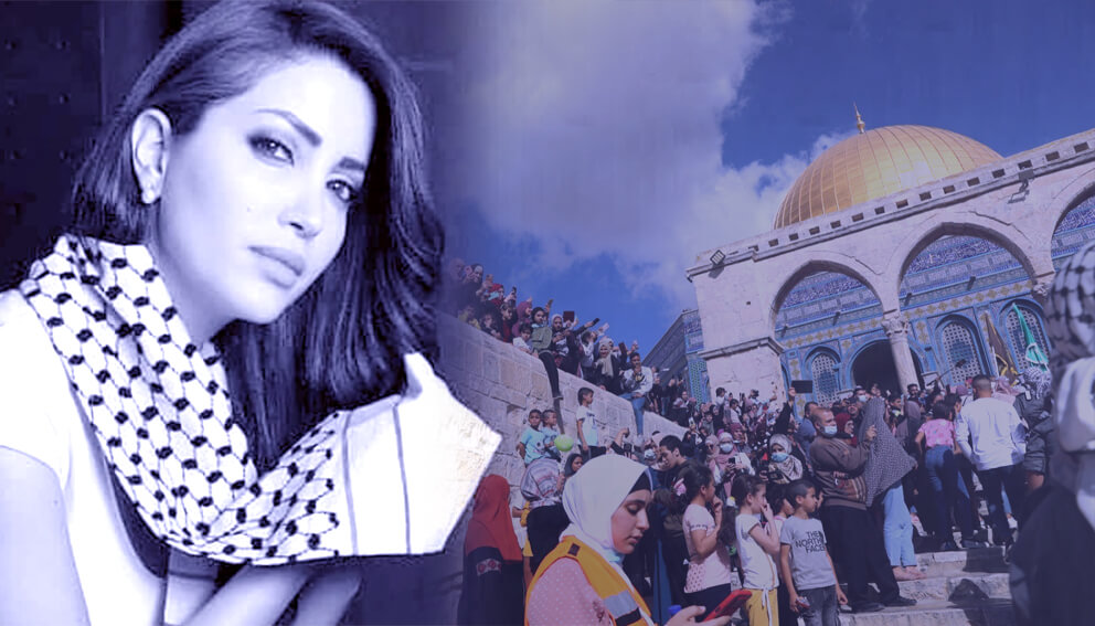 (نسرين طافش): قلبي مع الشعب الفلسطيني الحبيب